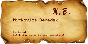 Mirkovics Benedek névjegykártya